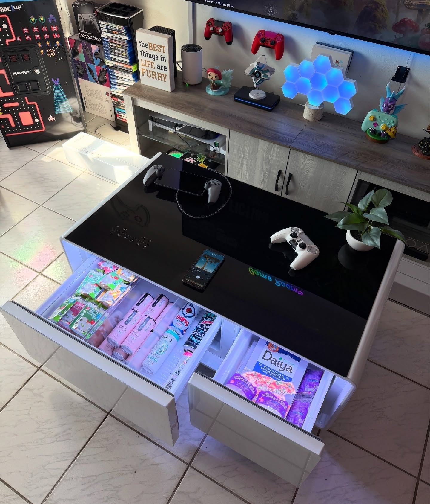 No More Kitchen Runs: Your Refrigerator Coffee Table Keeps Drinks Stocked