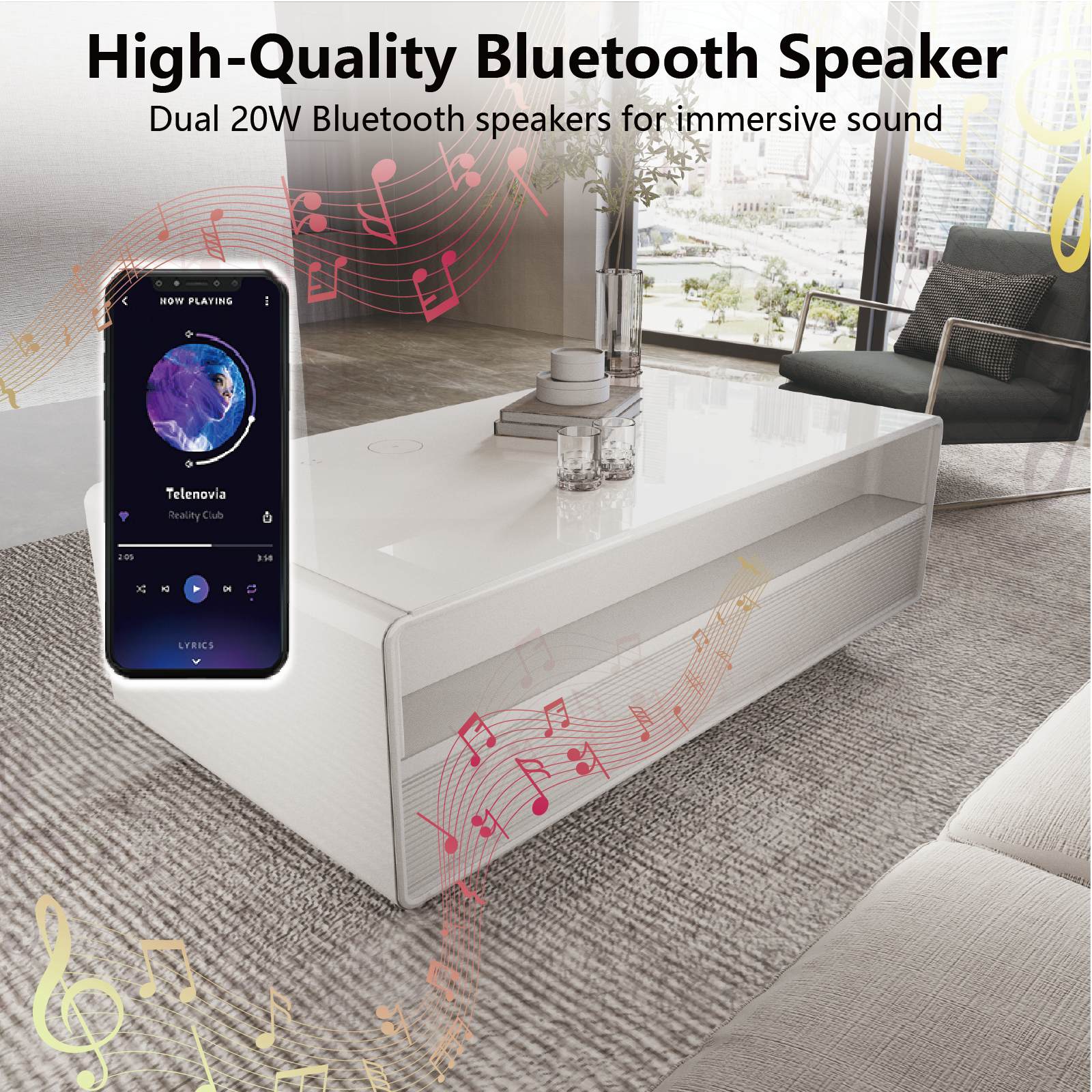 LT135 Smart Coffee Table on Wheels