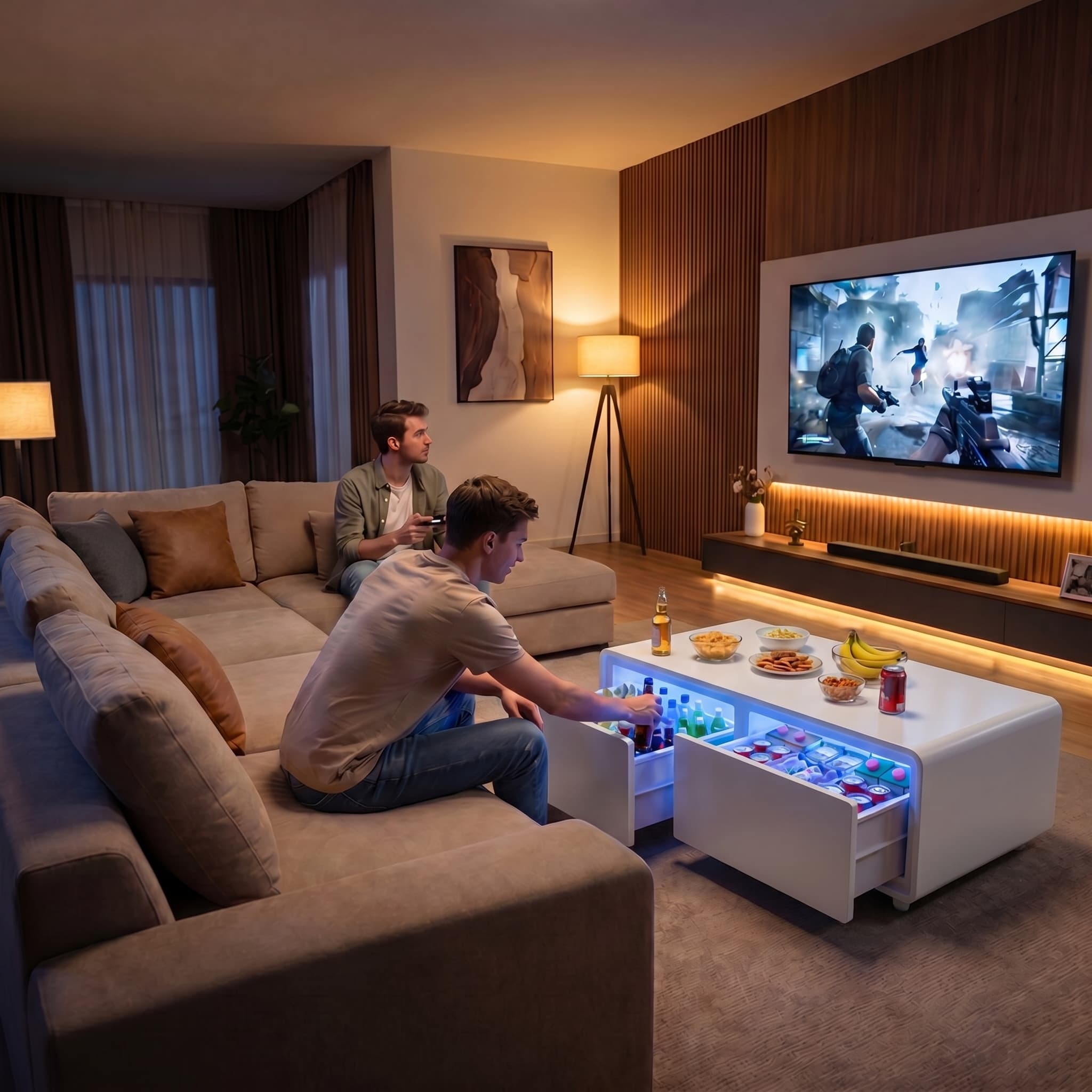 LIVTAB LT135 Pure Smart Coffee Table with Dual-Zone Fridge