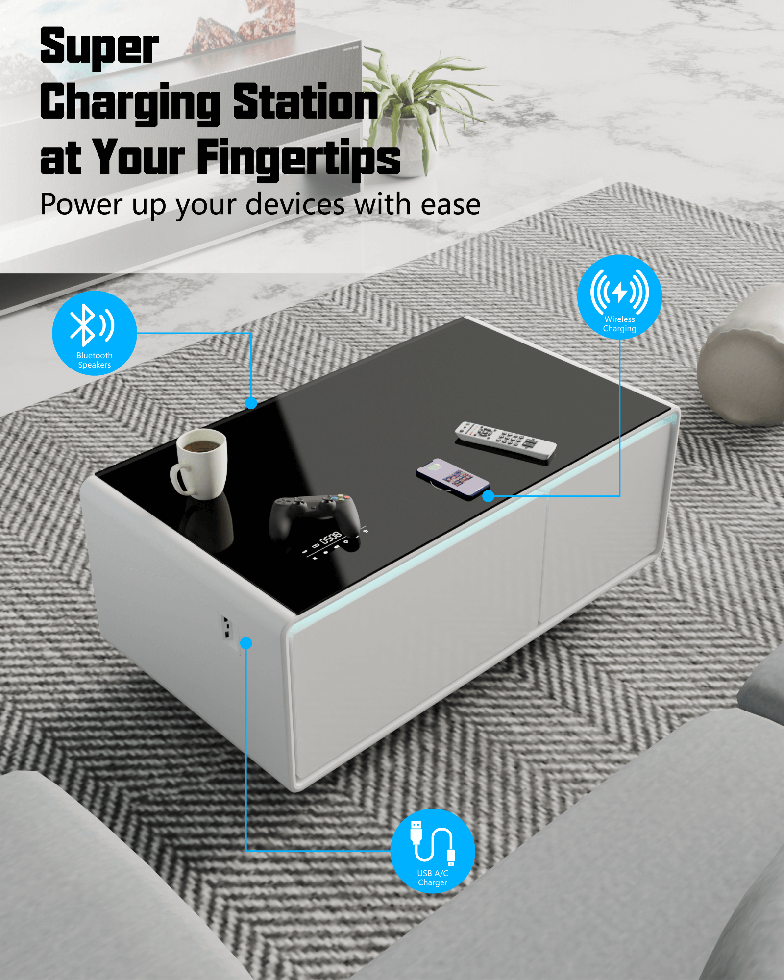 Livtab LT90 Pro Smart Coffee Table with Fridge